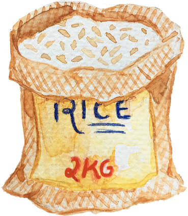 Watercolor Rice Sack Food Ingredient